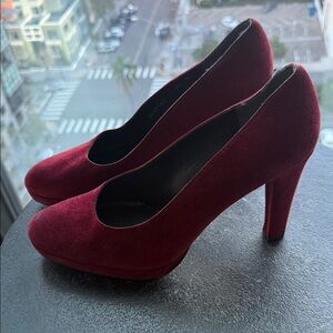 Stuart Weitzman Deep Red Suede Heels